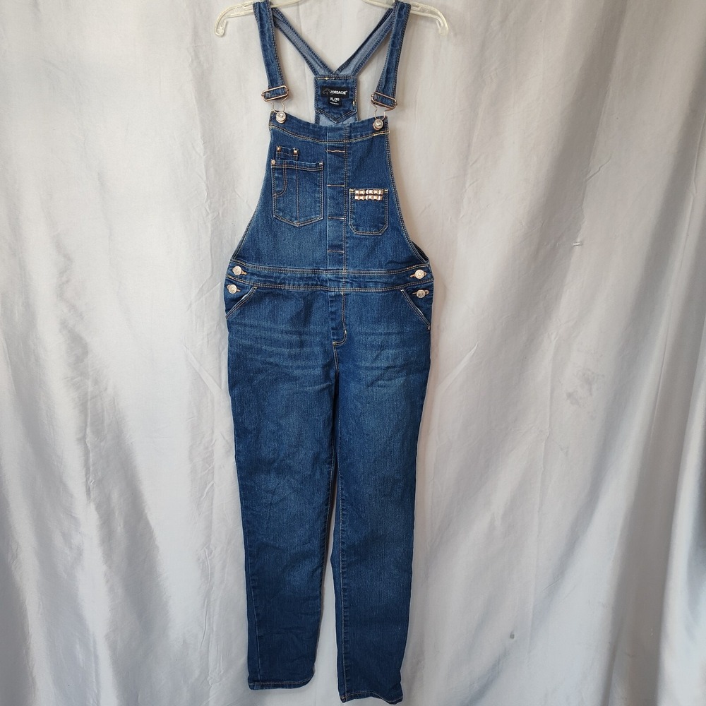 Jordache denim bibs overalls youth 14-16 beaded classic country FLAWS